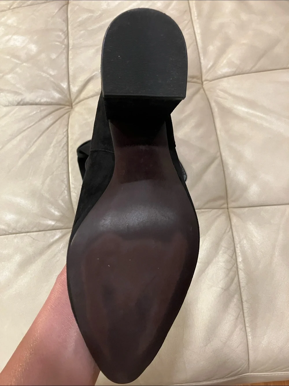 Cole Haan Black Over-the-Knee Suede Block Heel Boots